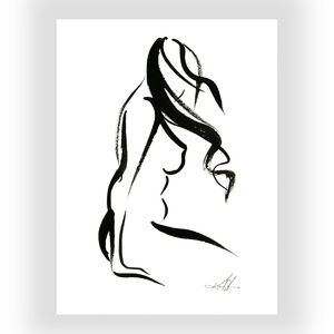 Original Ink Painting - Brushstroke Nude Goddess 9